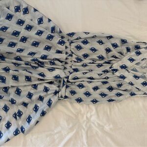 Elegant Blue and White Patterned Dress